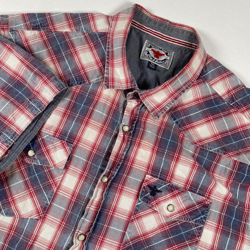 Desert‎ Son Flag & Anthem XXL Plaid Shirt Snap Up Short Sleeve Western Style